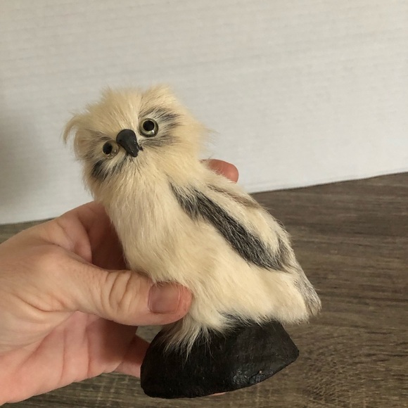 Vtg Real Fur Owl Figurine - Picture 6 of 8